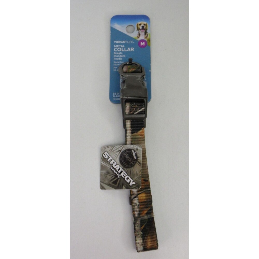 Vibrant Life Camo Fashion Dog Collar Metal Buckle Polyester Strategy Graph X